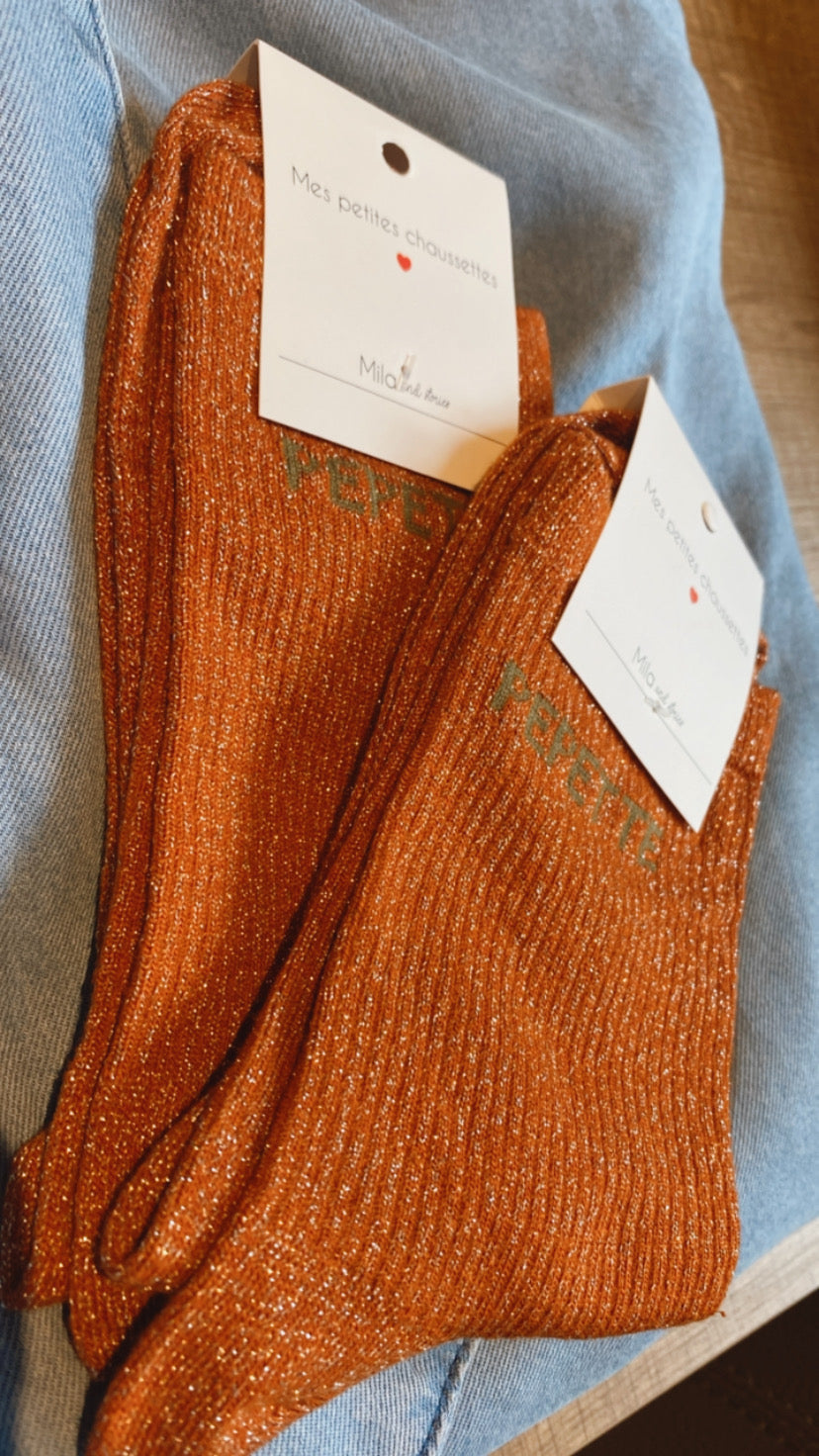 Oranje glitter sokken