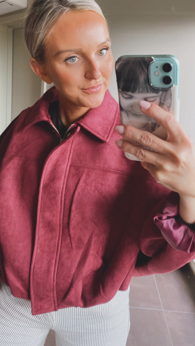 Suède bomber jacket burgundy