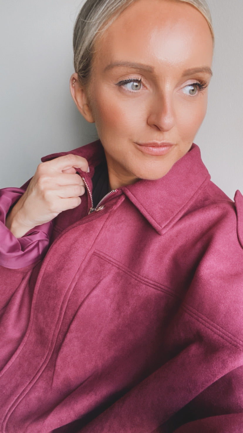 Suède bomber jacket burgundy