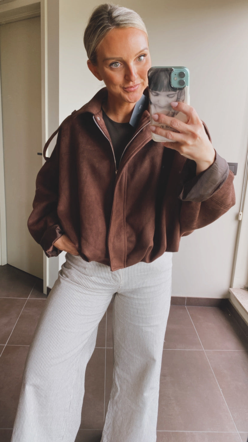 Suède bomber jacket Brown