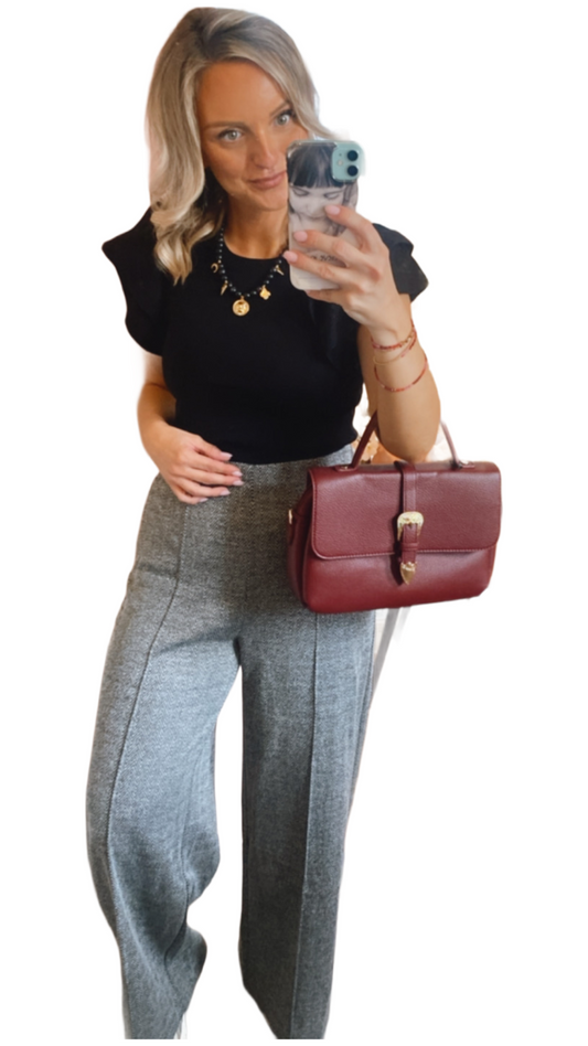 Ichi grijze broek met rekker