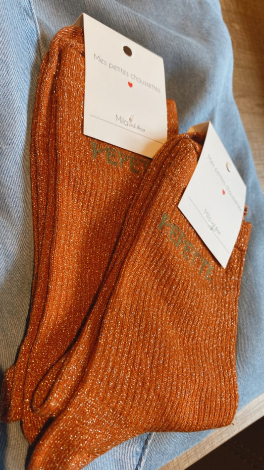 Oranje glitter sokken