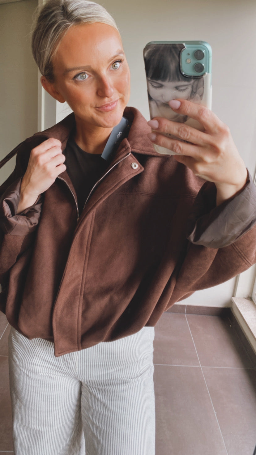 Suède bomber jacket Brown