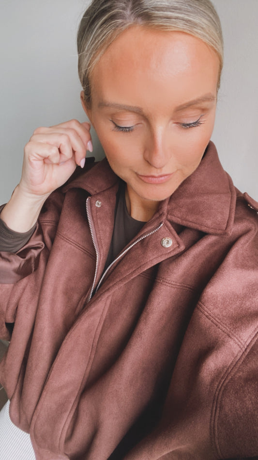 Suède bomber jacket Brown