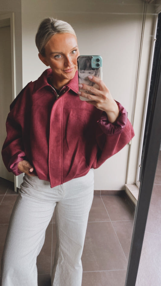 Suède bomber jacket burgundy